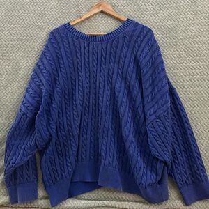 Torrid Women's Blue Cable-Knit Pullover Sweater 100% Cotton Plus Size 6